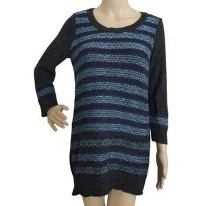 The Limited Sweater Womens Medium Long Tunic Gray Wool Viscose Alpaca Blue Green